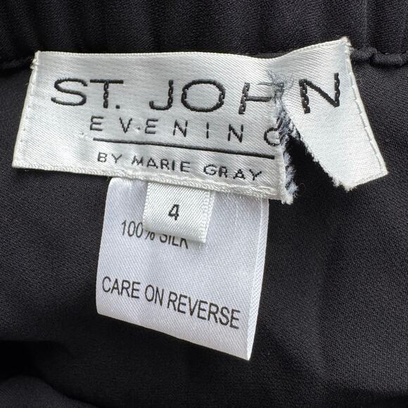 St. John Evening 4 Black Tiered Ruffle Silk Maxi Skirt Side Zip Marie Gray - Picture 5 of 6